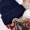 Chunky Marled Yarn And Solid Color Soft Knit Hat