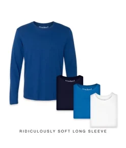 Men'S 4Pk Ridiculously Soft Long Sleeve 100% Cotton T-Shirt