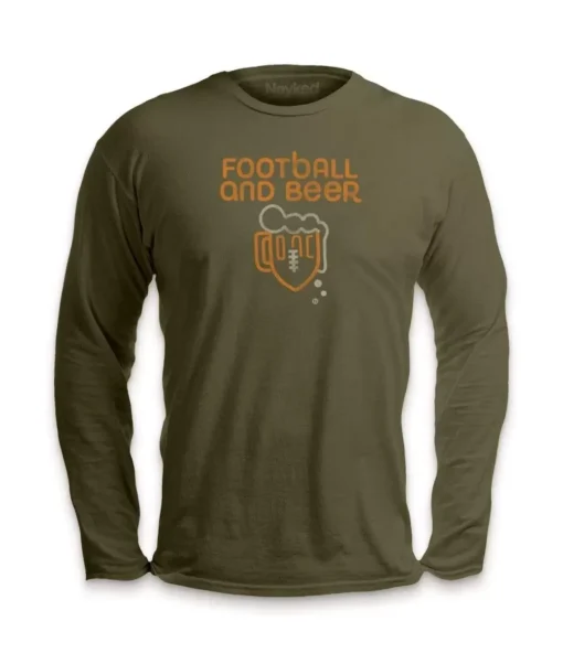 Men'S Ridiculously Soft Cotton Long Sleeve Graphic Tee | Football And Beer