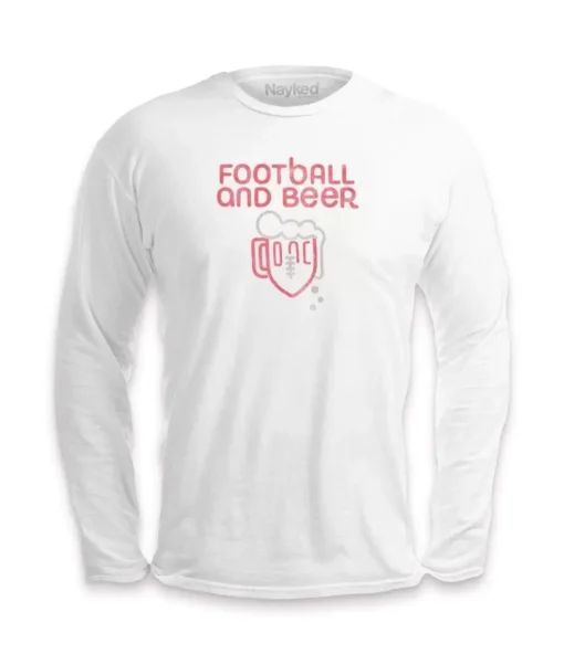Men'S Ridiculously Soft Cotton Long Sleeve Graphic Tee | Football And Beer