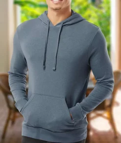 Men'S Soft Recycled Washed Lightweight Terry Hooded Pullover