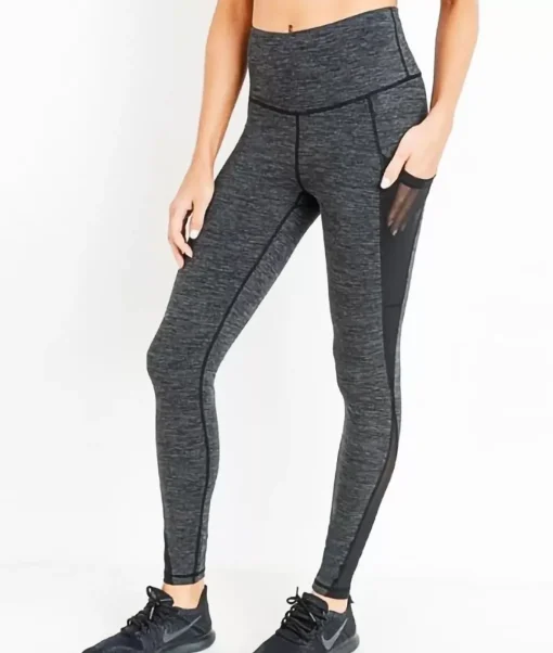 Real Women'S Plus High-Waist Splice Mesh Pocket Full Leggings/Discontinued
