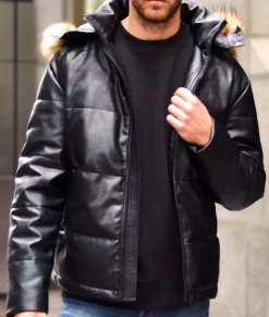 Vegan Leather Recycled Puffer Jacket