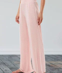 Women'S Ridiculously Soft Shirred Wide Leg Fine Line Striped Lounge Pants