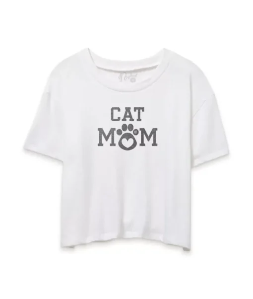 Women'S Ridiculously Soft Vintage Crop Graphic Tee | Cat Mom