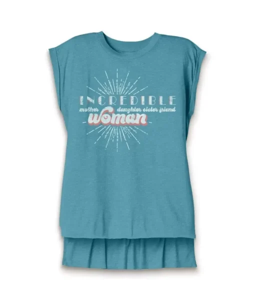 Women'S Ridiculously Soft Flowy Rolled Cuffs Graphic Muscle Tee | Incredible Woman