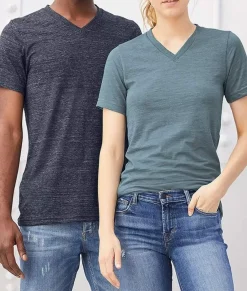 Women'S Short Sleeve Slub Jersey V-Neck T-Shirt