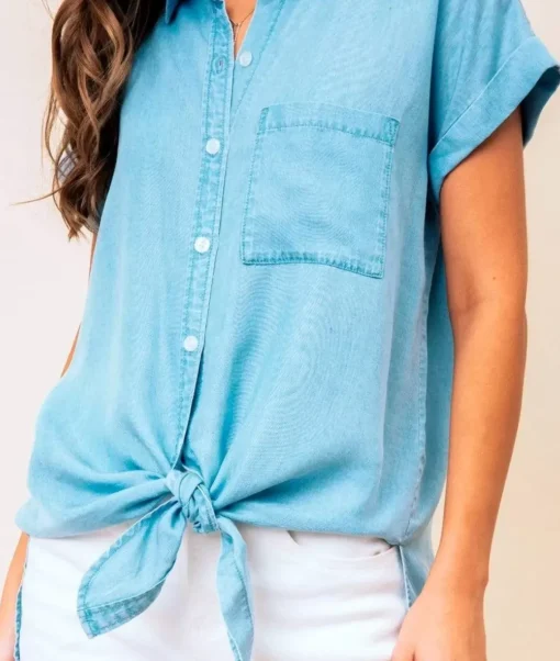 Women'S Tie Front Tencel Shirt/Discontinued